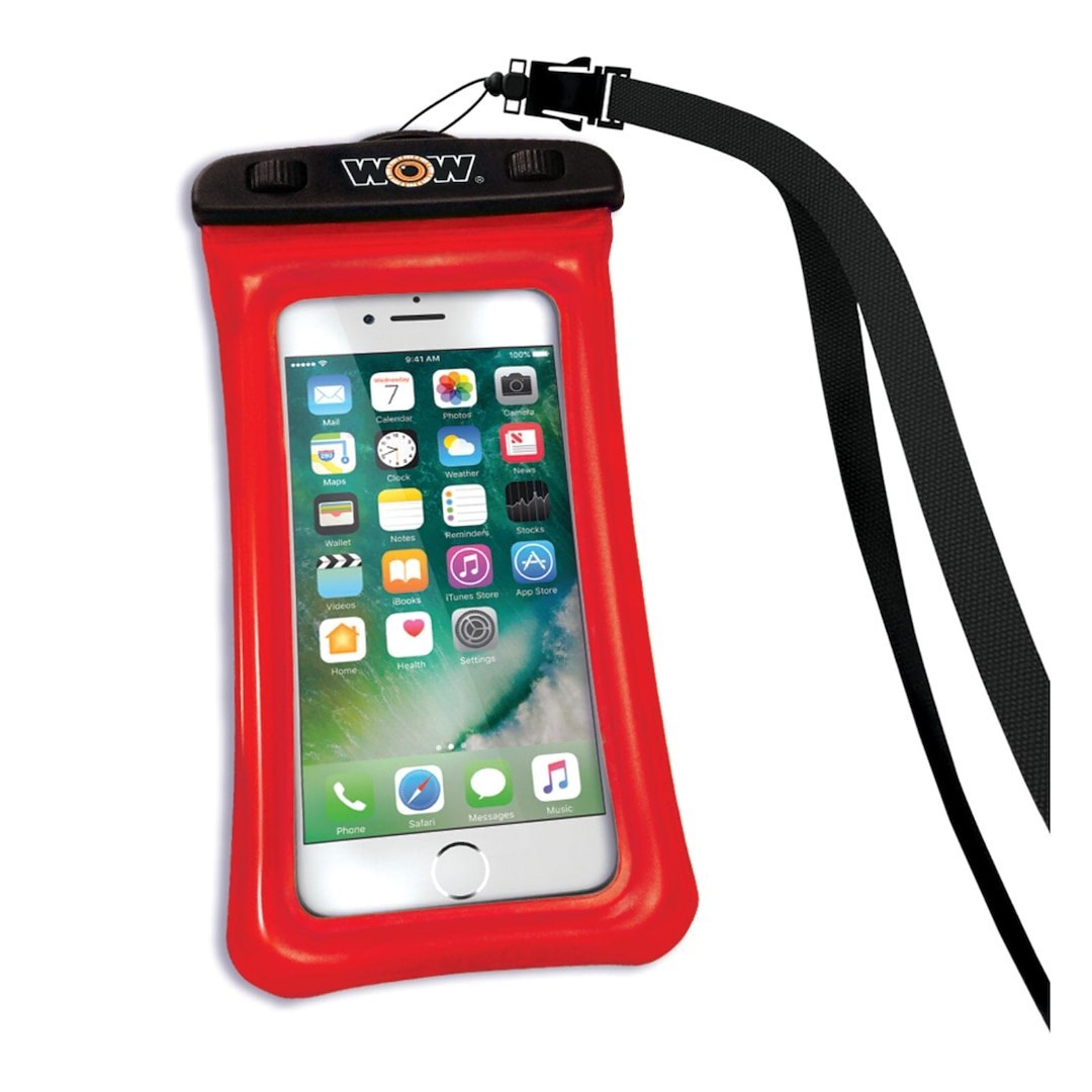 Wow Sports Waterproof Pouch, H2O Proof, 4 Inch X 8 Inch, Red, Use to Hold Smart Phone, With Lanyard – 18-5000R