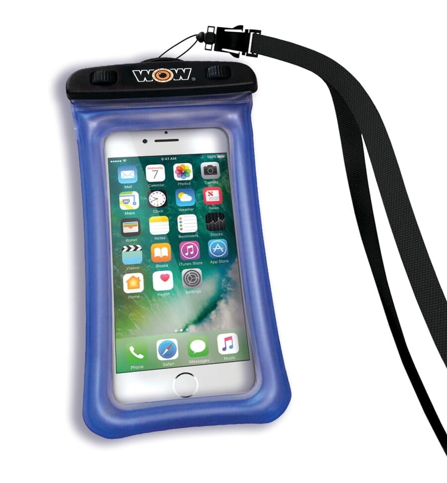 Wow Sports Waterproof Pouch, H2O Proof, 5 Inch X 9 Inch, Blue, Use to Hold Smart Phone, With Lanyard – 18-5020B