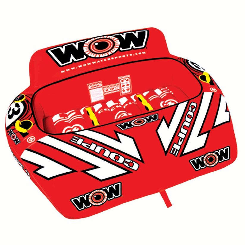 Wow Sports Towable Tube, Coupe, Cockpit Design, 1 to 3 Riders, Red, Nylon Cover with Zipper/ Heavy Duty PVC Bladder – 21-1080