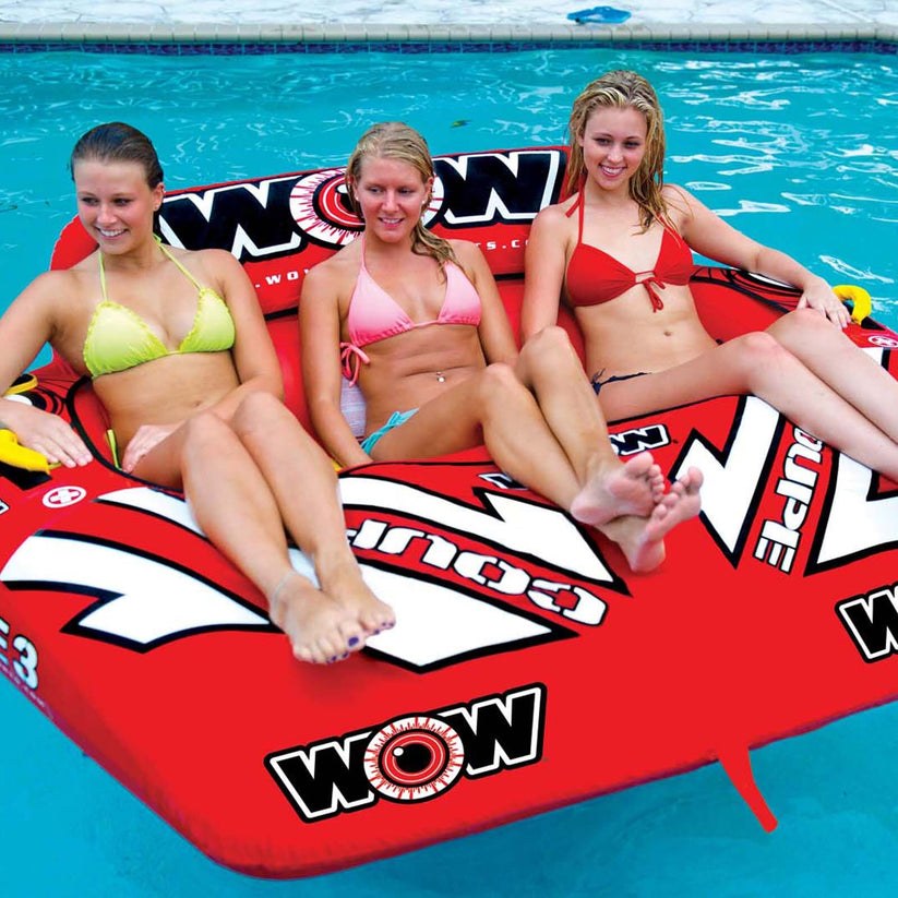 Wow Sports Towable Tube, Coupe, Cockpit Design, 1 to 3 Riders, Red, Nylon Cover with Zipper/ Heavy Duty PVC Bladder – 21-1080
