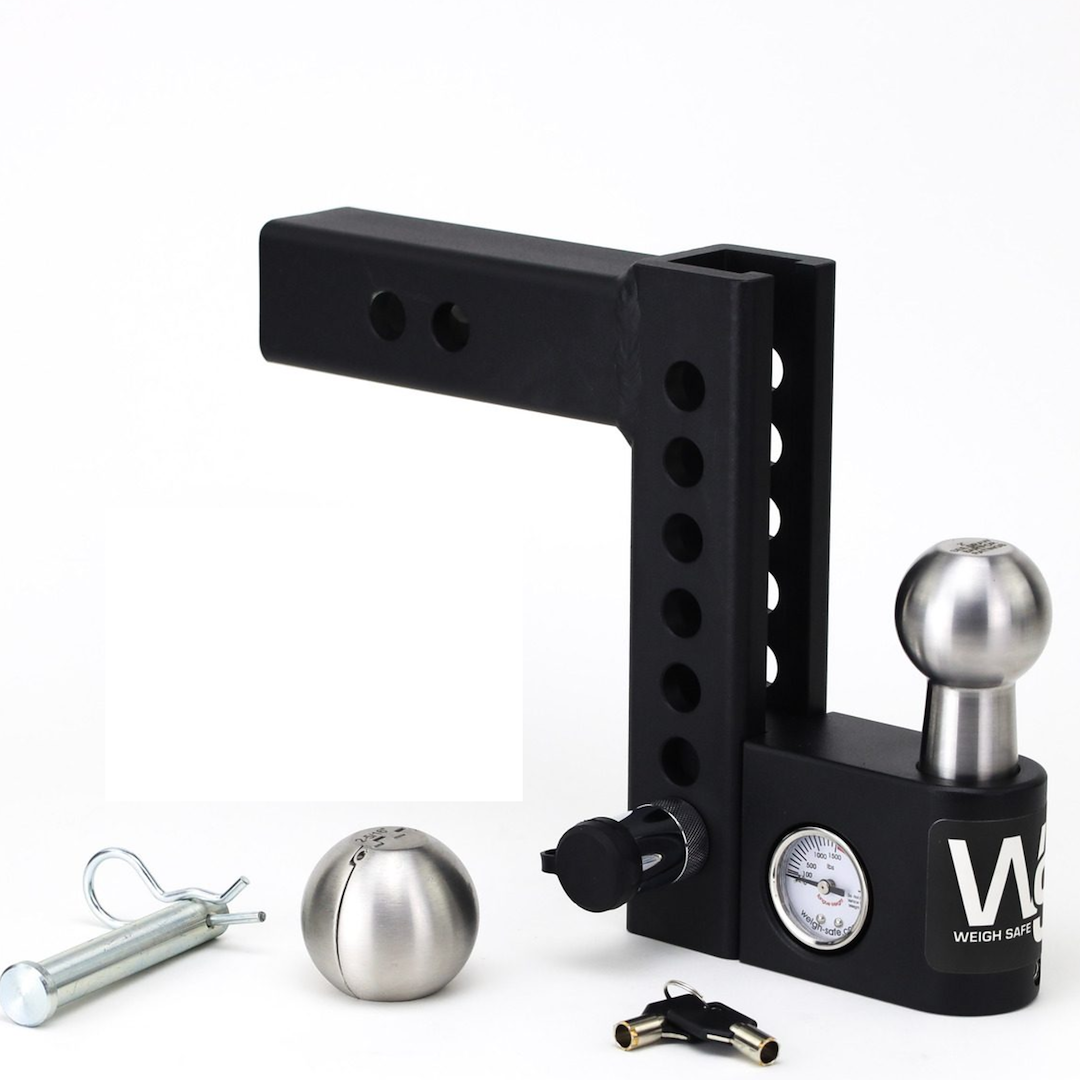 Weigh Safe Trailer Hitch Ball Mount, Fits 2 Inch Receiver, 12500 Gross Trailer Weight, Adjustable, Stowable Design, 6 Inch Drop – AWS6-2