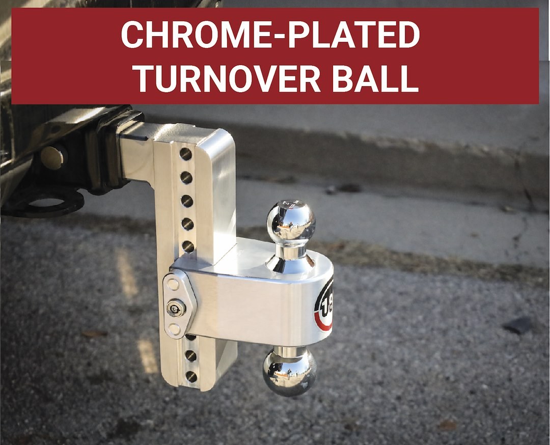 Weigh Safe Trailer Hitch Ball Mount, 180 Degree, Fits 2-1/2 Inch Receiver, 18500 Gross Trailer Weight, Turnover, Adjustable, Stowable – CTB6-2.5