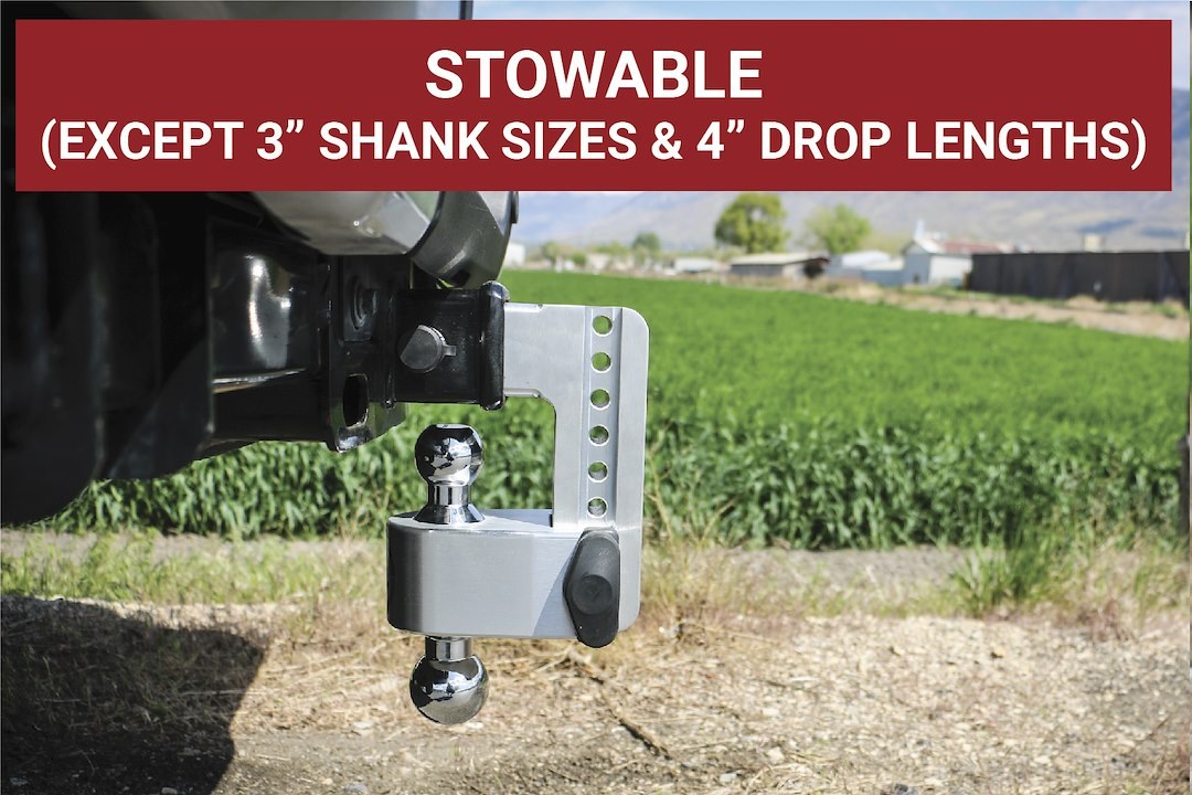 Weigh Safe Trailer Hitch Ball Mount, 180 Degree, Fits 2-1/2 Inch Receiver, 18500 Gross Trailer Weight, Turnover, Adjustable, Stowable – CTB6-2.5