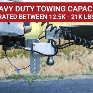 Weigh Safe Trailer Hitch Ball Mount, 180 Degree, Fits 3 Inch Receiver, 21000 Gross Trailer Weight, Turnover, Adjustable, Non-Stowable – LTB10-3