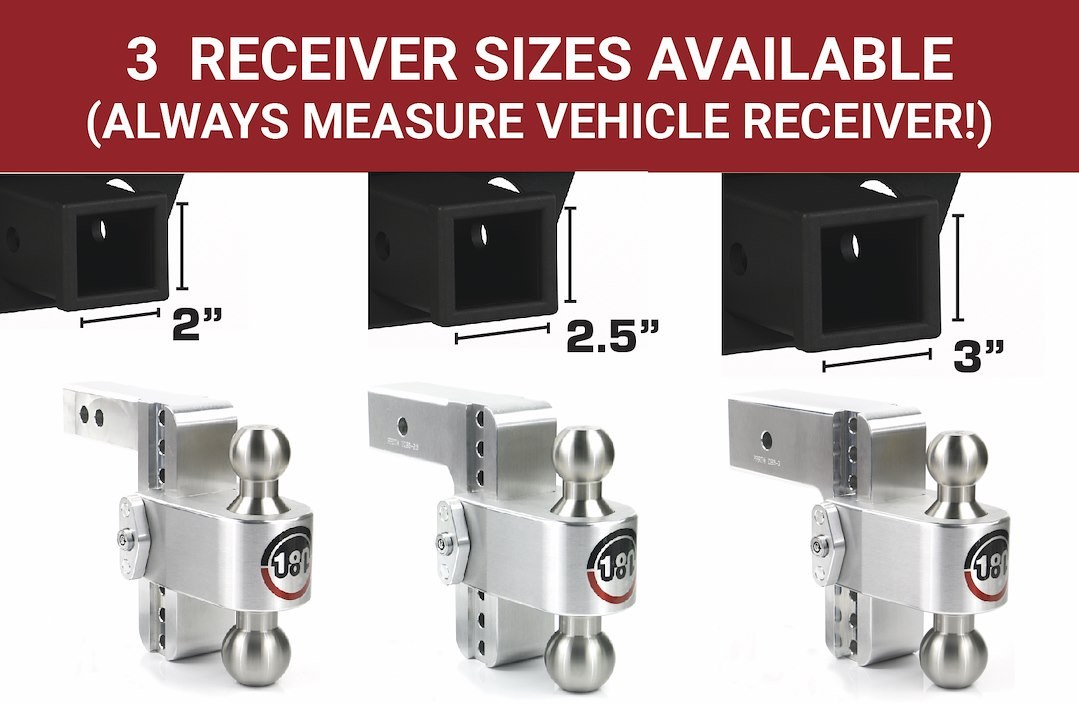 Weigh Safe Trailer Hitch Ball Mount, 180 Degree, Fits 3 Inch Receiver, 21000 Gross Trailer Weight, Turnover, Adjustable, Non-Stowable – LTB6-3
