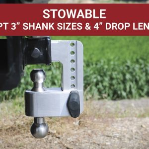 Weigh Safe Trailer Hitch Ball Mount, 180 Degree, Fits 3 Inch Receiver, 21000 Gross Trailer Weight, Turnover, Adjustable, Non-Stowable – LTB6-3-KA