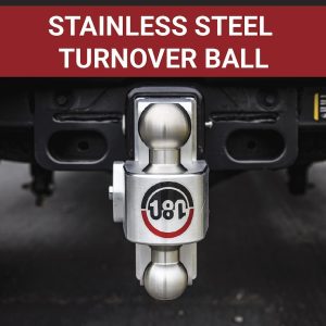 Weigh Safe Trailer Hitch Ball Mount, 180 Degree, Fits 2 Inch Receiver, 12500 Gross Trailer Weight, Turnover, Adjustable, Stowable – LTB8-2