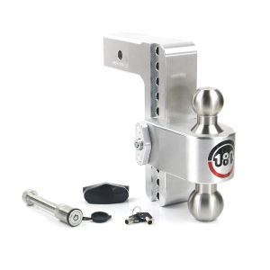 Weigh Safe Trailer Hitch Ball Mount, 180 Degree, Fits 2-1/2 Inch Receiver, 18500 Gross Trailer Weight, Turnover, Adjustable, Stowable – LTB8-2.5-KA