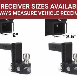 Weigh Safe Trailer Hitch Ball Mount, Fits 2-1/2 Inch Receiver, 18500 Gross Trailer Weight, Adjustable, Stowable Design – SWS6-2.5