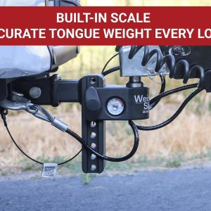 Weigh Safe Trailer Hitch Ball Mount, Fits 2-1/2 Inch Receiver, 18500 Gross Trailer Weight, Adjustable, Stowable Design – SWS6-2.5