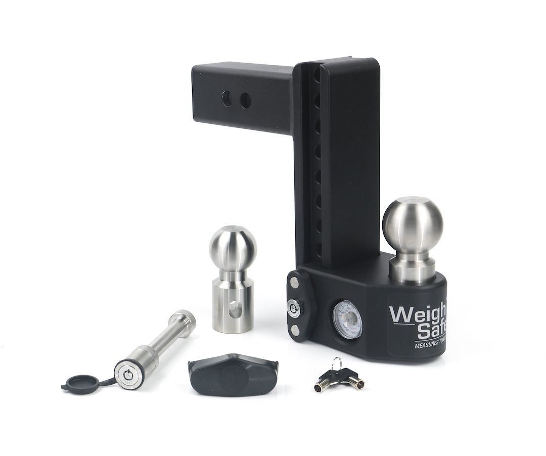 Weigh Safe Trailer Hitch Ball Mount, Fits 2-1/2 Inch Receiver, 18500 Gross Trailer Weight, Adjustable, Stowable Design – SWS8-2.5-KA