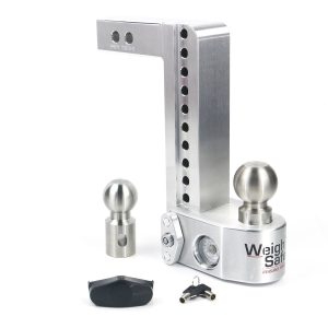 Weigh Safe Trailer Hitch Ball Mount, Fits 2 Inch Receiver, 12500 Gross Trailer Weight, Adjustable, Stowable, 10 Inch Drop/ 11 Inch Rise – WS10-2