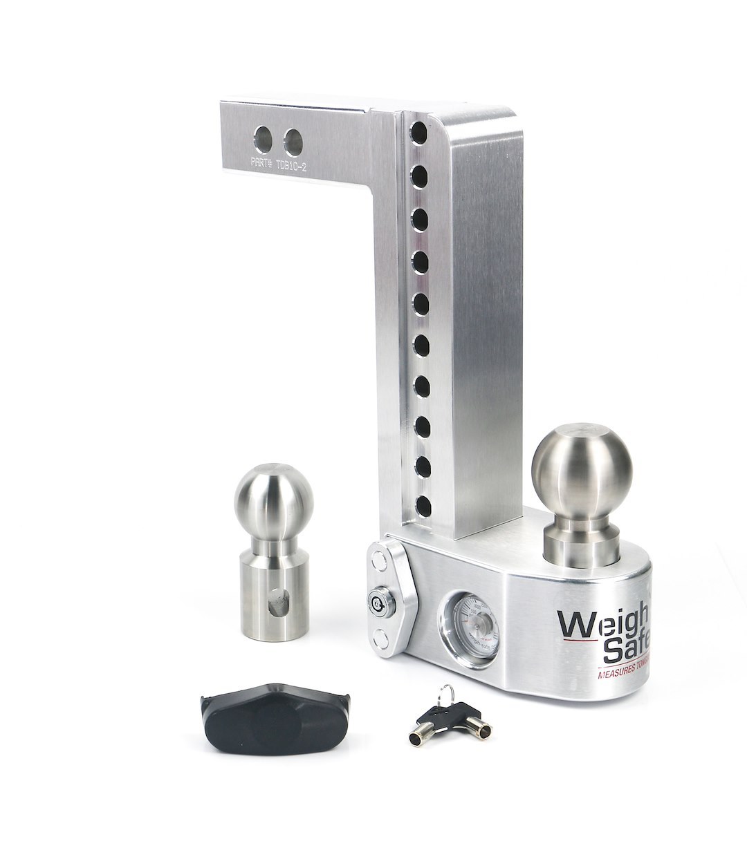 Weigh Safe Trailer Hitch Ball Mount, Fits 2 Inch Receiver, 12500 Gross Trailer Weight, Adjustable, Stowable, 10 Inch Drop/ 11 Inch Rise – WS10-2