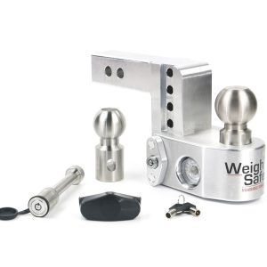 Weigh Safe Trailer Hitch Ball Mount, Fits 2 Inch Receiver, 12500 Gross Trailer Weight, Adjustable, Stowable, 4 Inch Drop/ 5 Inch Rise – WS4-2-KA