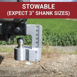 Weigh Safe Trailer Hitch Ball Mount, Fits 2 Inch Receiver, 12500 Gross Trailer Weight, Adjustable, Stowable, 4 Inch Drop/ 5 Inch Rise – WS4-2-KA