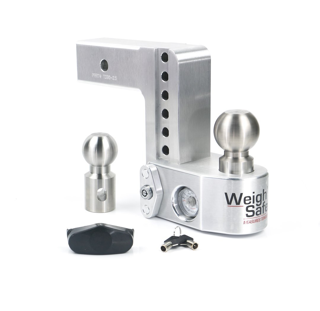 Weigh Safe Trailer Hitch Ball Mount, Fits 2-1/2 Inch Receiver, 18500 Gross Trailer Weight, Adjustable, Stowable, 6 Inch Drop/ 7 Inch Rise – WS6-2.5