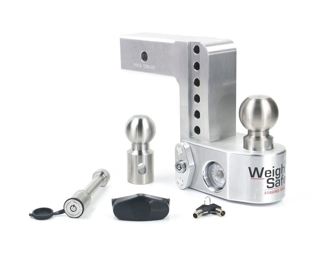 Weigh Safe Trailer Hitch Ball Mount, Fits 2-1/2 Inch Receiver, 18500 Gross Trailer Weight, Adjustable, Stowable, 6 Inch Drop/ 7 Inch Rise – WS6-2.5-KA