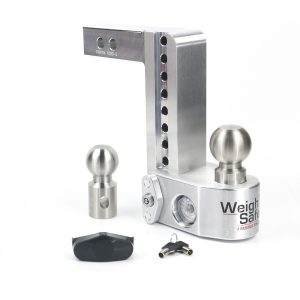 Weigh Safe Trailer Hitch Ball Mount, Fits 2 Inch Receiver, 12500 Gross Trailer Weight, Adjustable, Stowable, 8 Inch Drop/ 9 Inch Rise – WS8-2