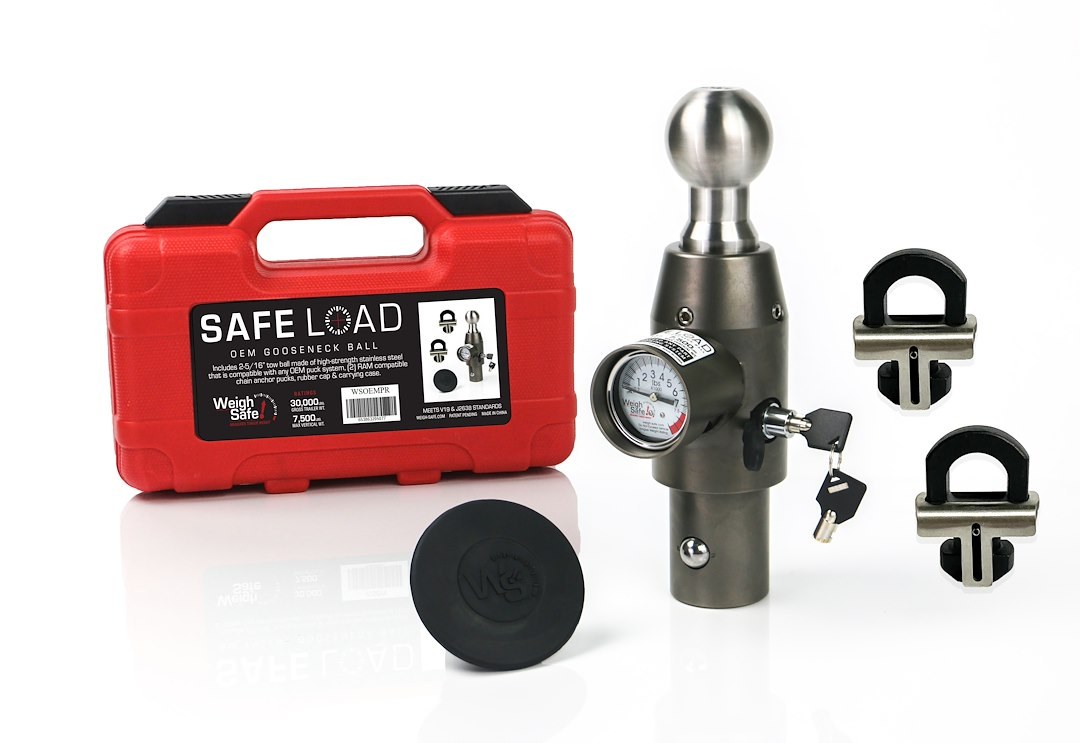 Weigh Safe Gooseneck Trailer Hitch Ball, Safe Load, For Use with Ram OE Puck System, 2-5/16 Inch Ball with Built-IN Scale – WSOEMPR
