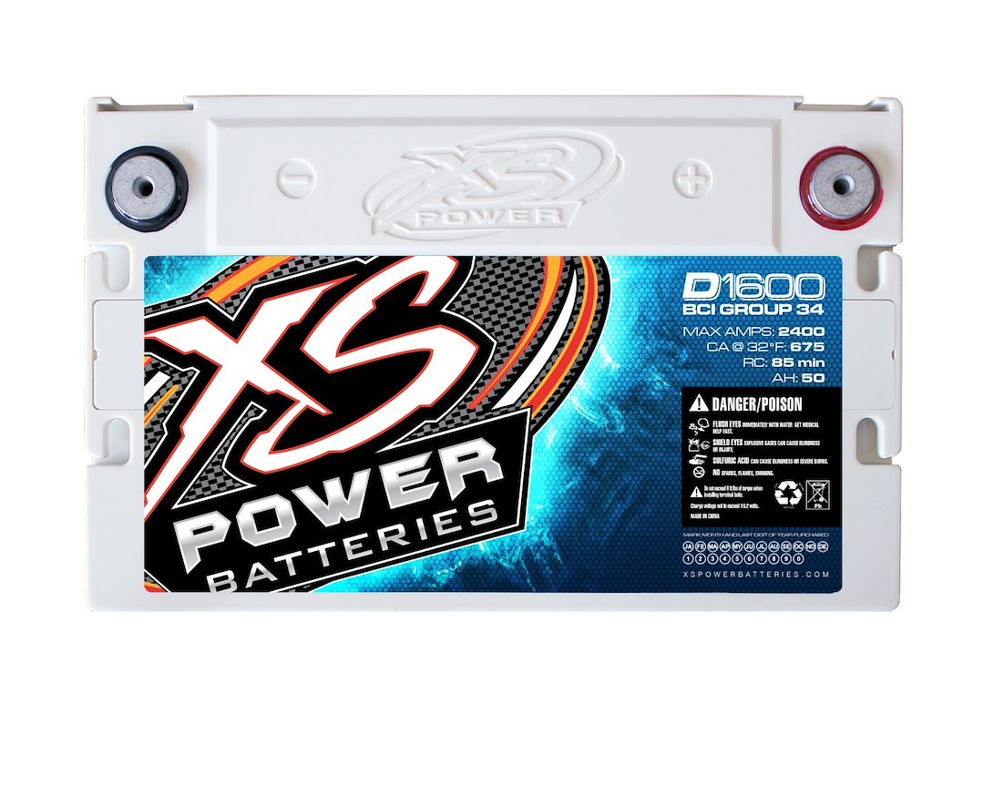 Xs Batteries Battery, D Series, AGM Absorbed Glass Mat, 16 Volt, 2400 Max Amps, Top 587 Terminal, 10.24 Inch Length, 6.46 Inch Width – D1600