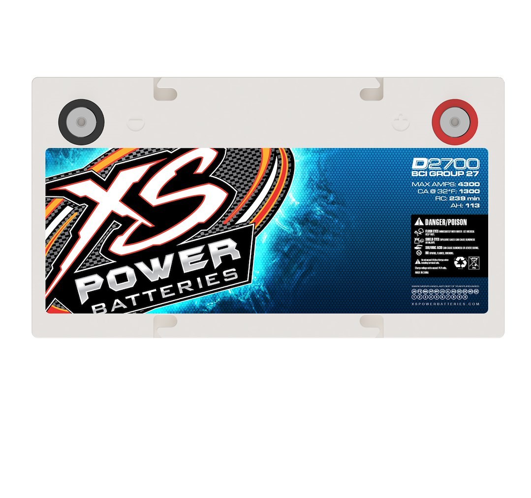 Xs Batteries Battery, D Series, Group 27 AGM (absorbent Glass Mat), 12 Volt, 1144 Cold Cranking Amps, 4300 Max Amps, Top M6 Terminal – D2700