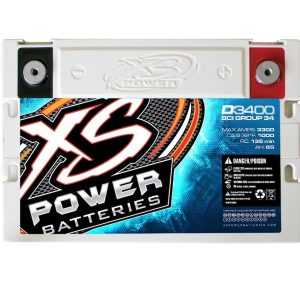 Xs Batteries Battery, D Series, Group 34 AGM (absorbent Glass Mat), 12 Volt, 3300 Max Amps, Top M6 Terminal, 10.24 Inch Length – D3400