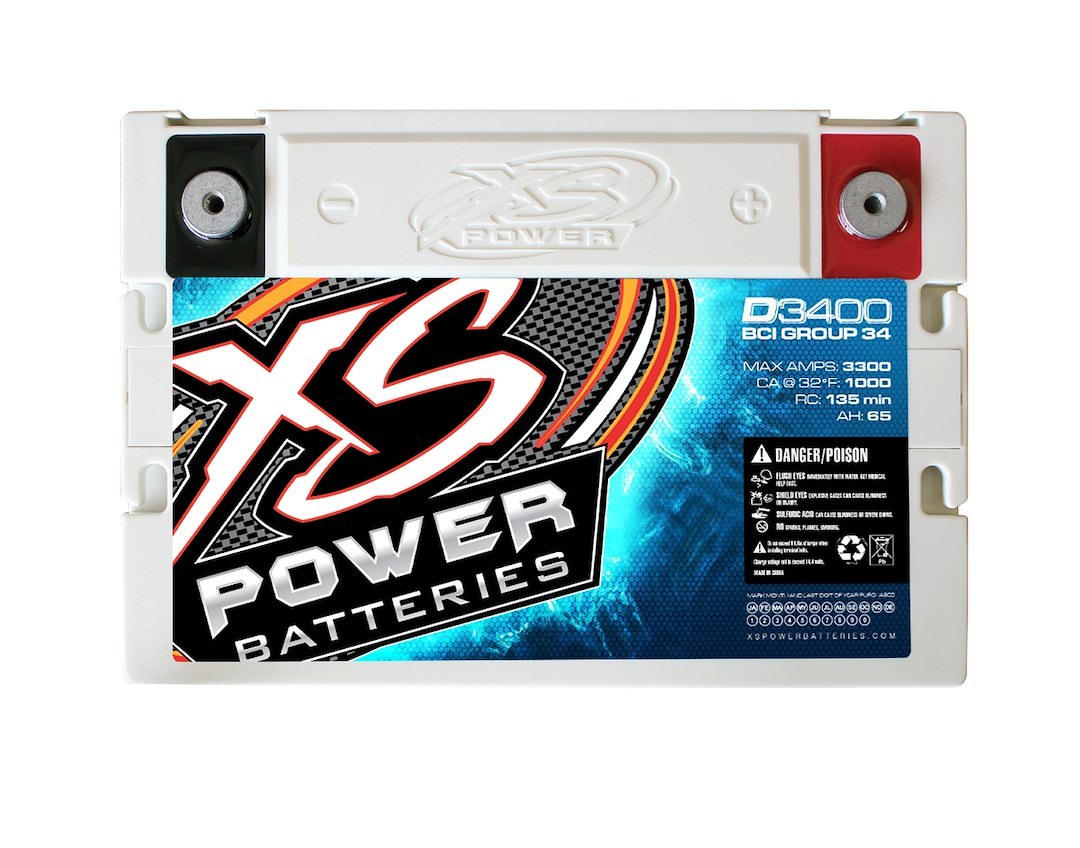 Xs Batteries Battery, D Series, Group 34 AGM (absorbent Glass Mat), 12 Volt, 3300 Max Amps, Top M6 Terminal, 10.24 Inch Length – D3400