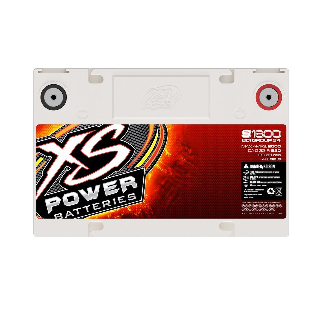 Xs Batteries Battery, S Series, AGM Absorbed Glass Mat, 16 Volt, 2000 Max Amps, Top 587 Terminal, 10.24 Inch Length, 6.46 Inch Width – S1600