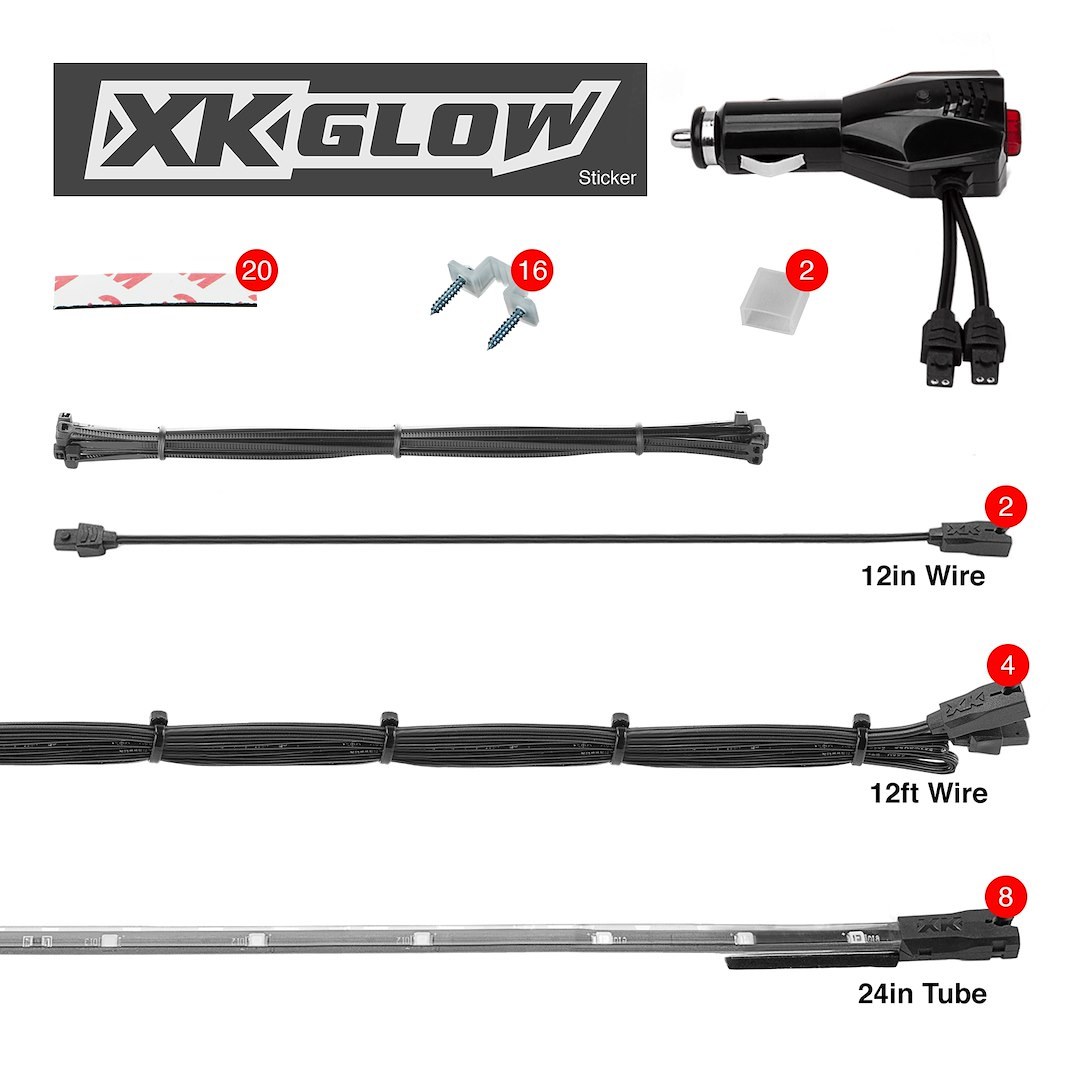 Xk Glow Multi Purpose Light – LED, 24 Inch Length, Flexible Light Strips, 12 Volt, Bracket Surface Mount, With Switch, Green Light – XK041002-G