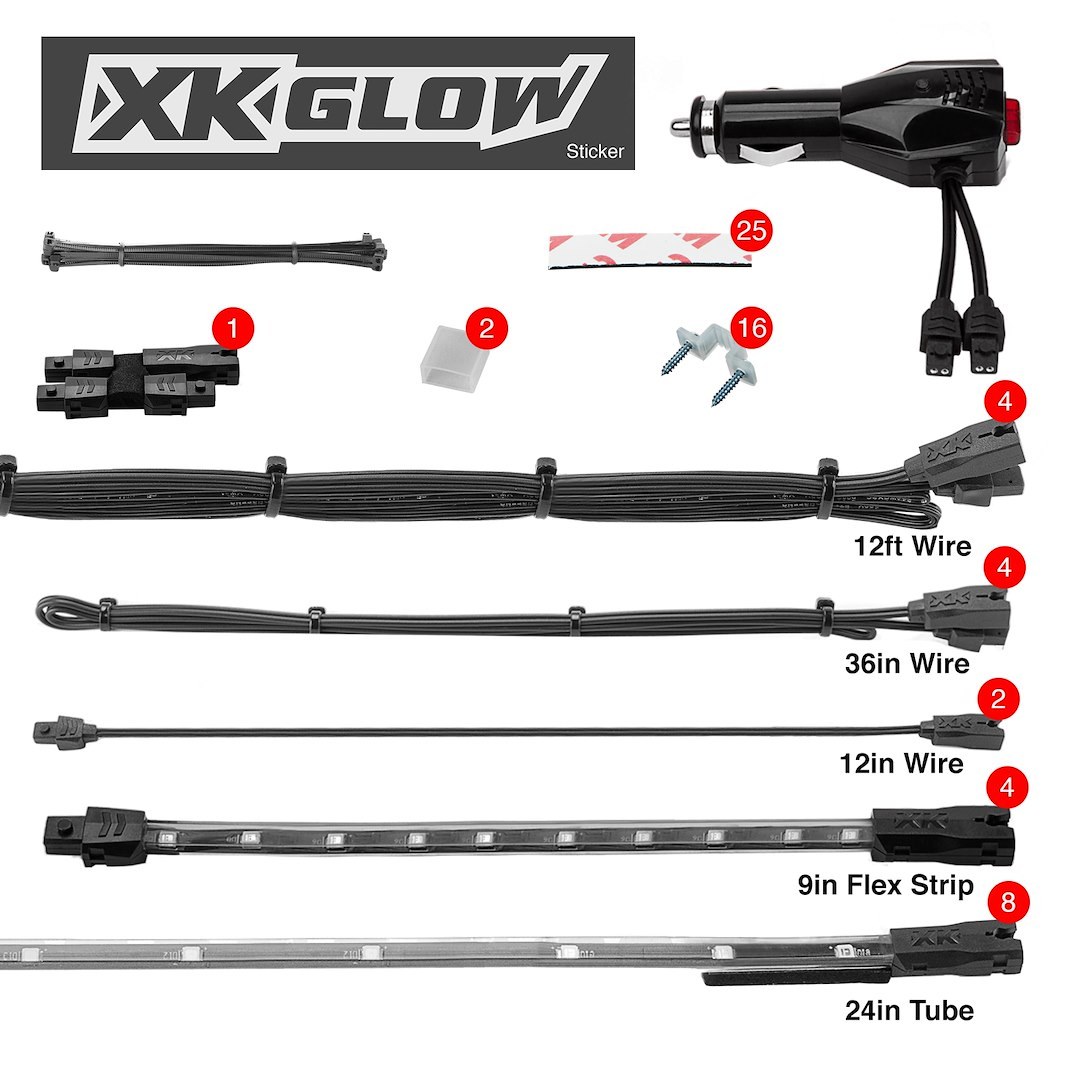 Xk Glow Multi Purpose Light – LED, 8 and 24 Inch Length, Flexible Light Strips, 12 Volt – XK041005-B