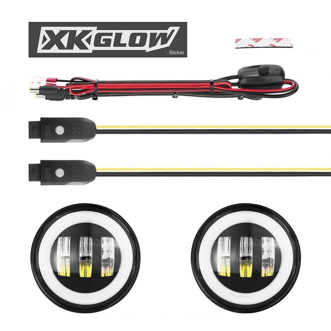 Xk Glow Driving/ Fog Light, LED Bulb, 4 Inch Round, 30 Watt Day Time Running Light/ 6 Watt Rgb Halo, Fog Beam – XK042010-B-JL