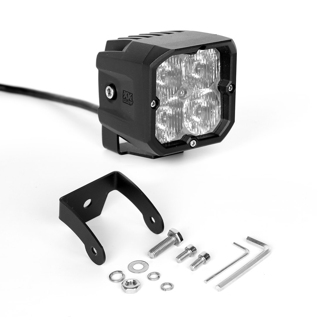 Xk Glow Driving/ Fog Light, LED Bulb, 3 Inch Square, 20 Watt White/ 3 Watt Rgb, Fog Beam, 2000 Lumens, Amber Lens, Black Housing, Single – XK065001-FO