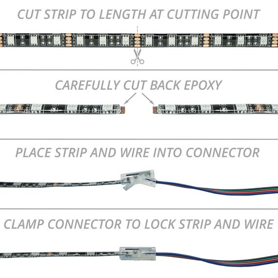 Xk Glow Rope Light Connector, Xkchrome, For Use with Xkchrome Series Rope Light, To Connect Rgb LED Strips to 4 Pin Wires, Single – XK-4P-CNT-SW