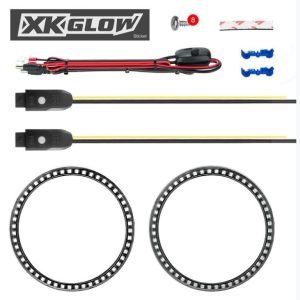 Xk Glow Daytime Running Light – LED, Xkchrome, Black Circular Housing, Headlight Mounted, Clear Lens – XK-7RING-KIT