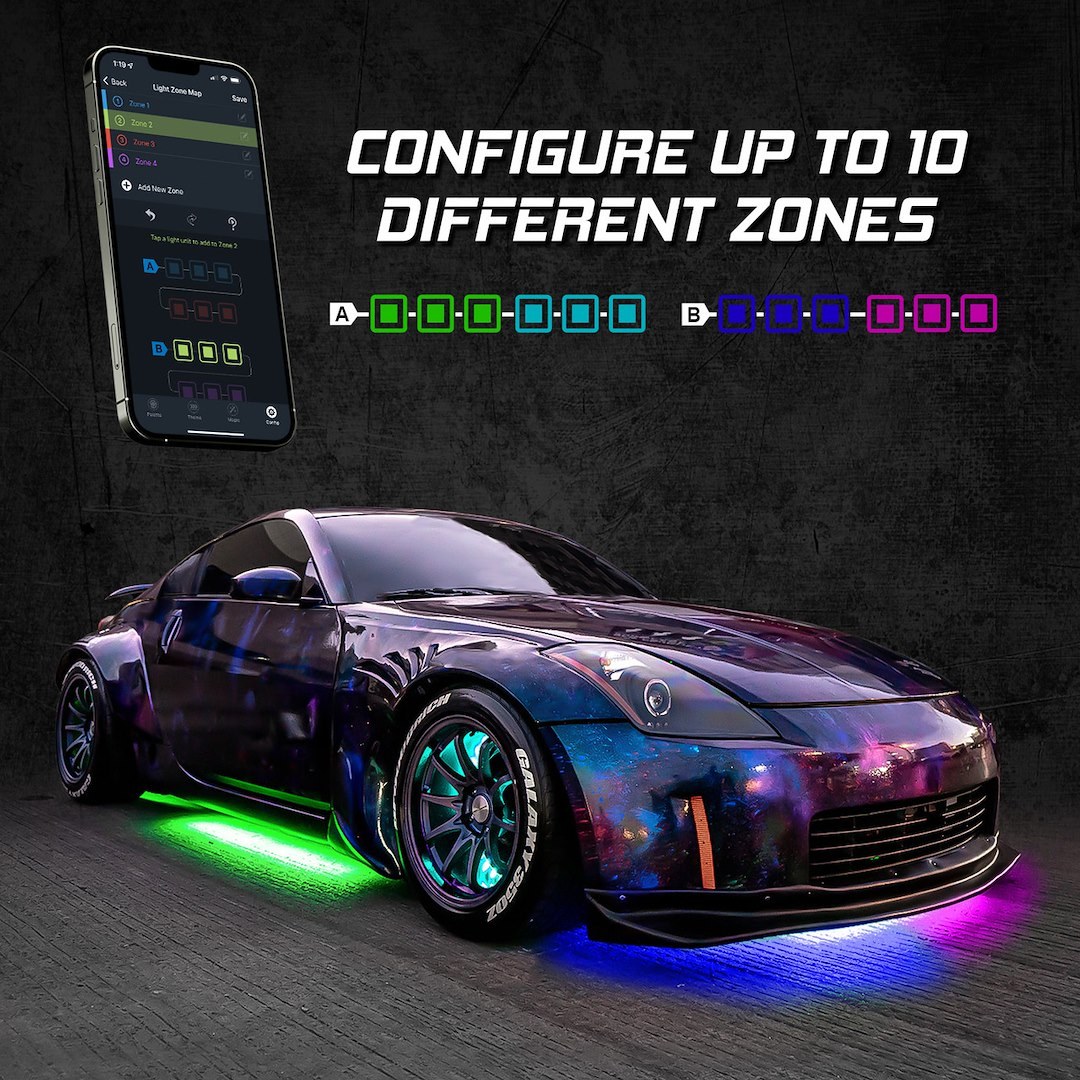 Xk Glow Underbody Light Kit, Xkalpha, Under Body Mount, LED, Over 16 Million Colors, 12 Volt DC, 5.4 Watt Per Light Pod – AP-CAR-ADV