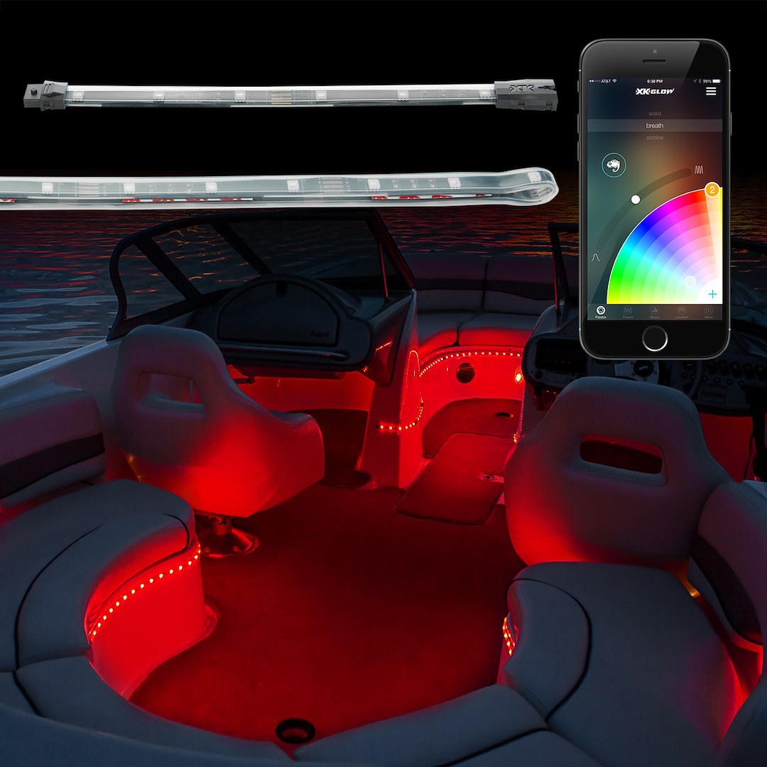 Xk Glow Multi Purpose Light – LED, Xkchrome, Flexible Light Strips, 12 Volts, Over 16 Million Colors, Dual-Mode Dash Mount Controller – XK-BOAT-ADV-DM