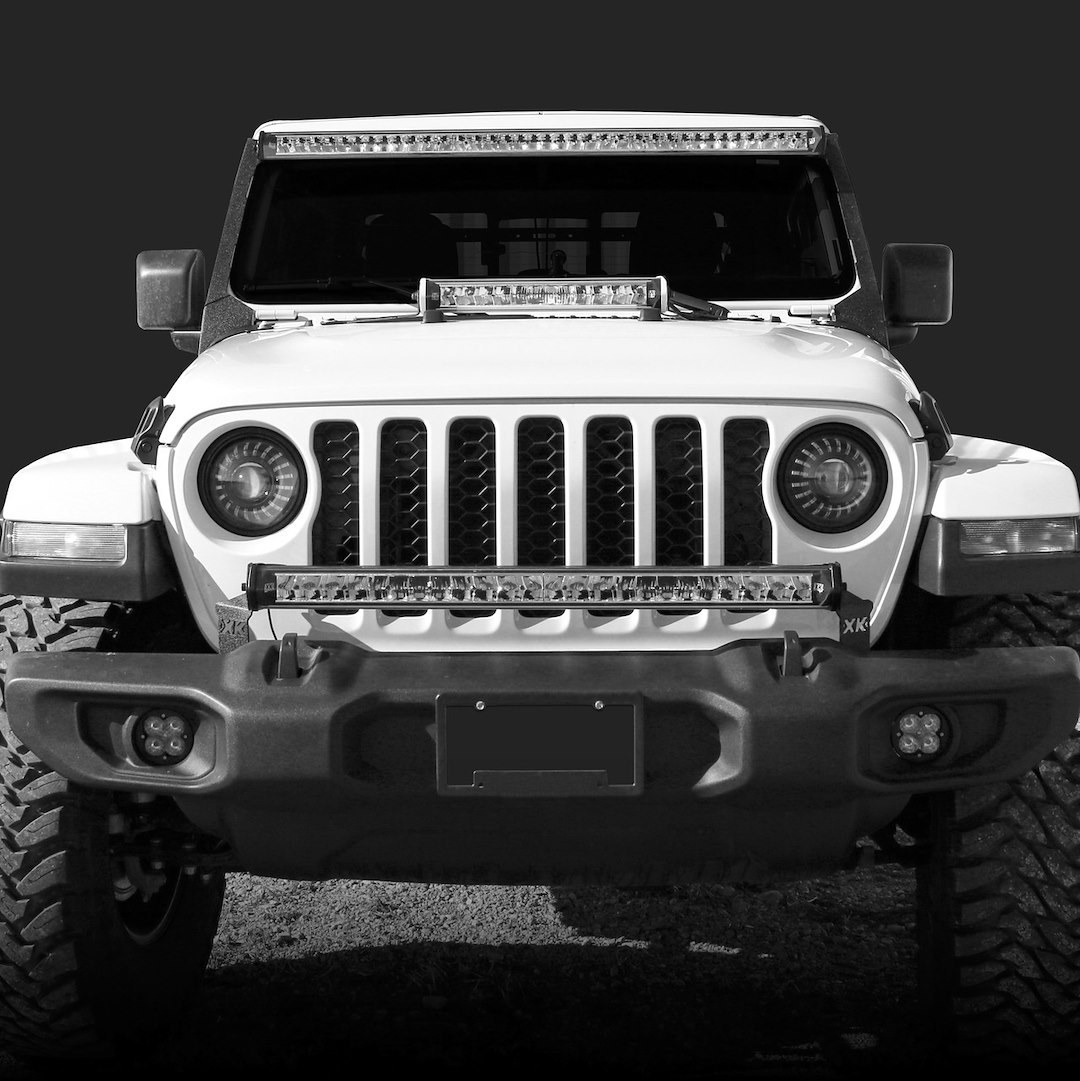 Xk Glow Light Bar Mounting Kit, A-Pillar Mount, Mounts to 50 Inch Light Bar, Powder Coated, Black, With Spacer Kit – XK-BRC-JL-APS