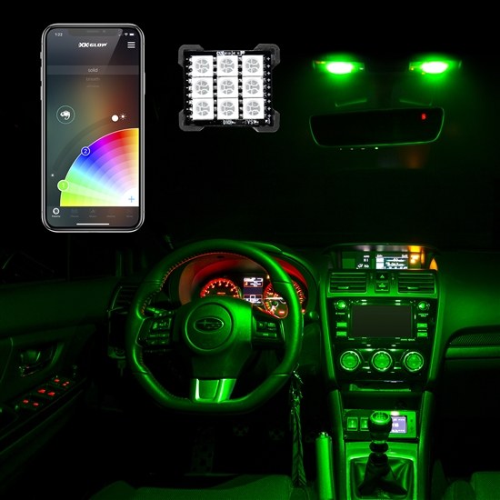 Xk Glow Interior Light – LED, Xkchrome, LED Panel, Over 16 Million Colors, 12 Volt, Single – XK-BULB-PANEL
