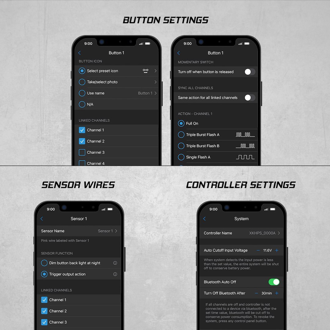 Xk Glow Switch Panel, Xkcommand, 8 Lighted Touch Switch Panel, Built-IN Fuse, 9 to 16 Volt, Wiring Harness, Dash Board Mount, Black – XK-CMD-KIT
