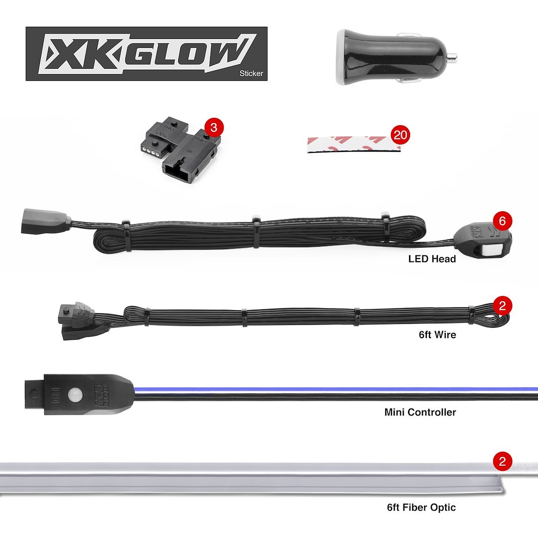 Xk Glow Multi Purpose Light – LED, Xkchrome, 6 Foot Fiber Optic Tube and 1.1 Inch Length X 0.75 Inch Width X 0.4 Inch Height LED Head – XK-FO-ADV