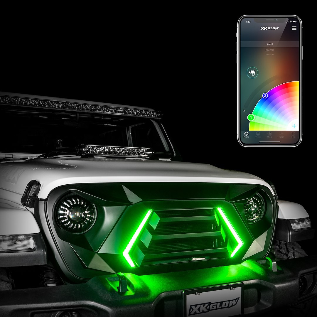 Xk Glow Daytime Running Light – LED, Black Rectangular Housing, Clear Lens, LED Bulb, Set of 2, 12 Volt DC, With Single Zone Controller – XK-GRILL-JL1