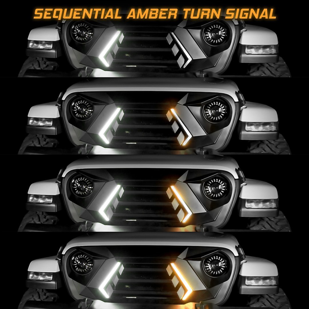 Xk Glow Daytime Running Light – LED, Black Rectangular Housing, Clear Lens, LED Bulb, Set of 2, 12 Volt DC, With Single Zone Controller – XK-GRILL-JL1