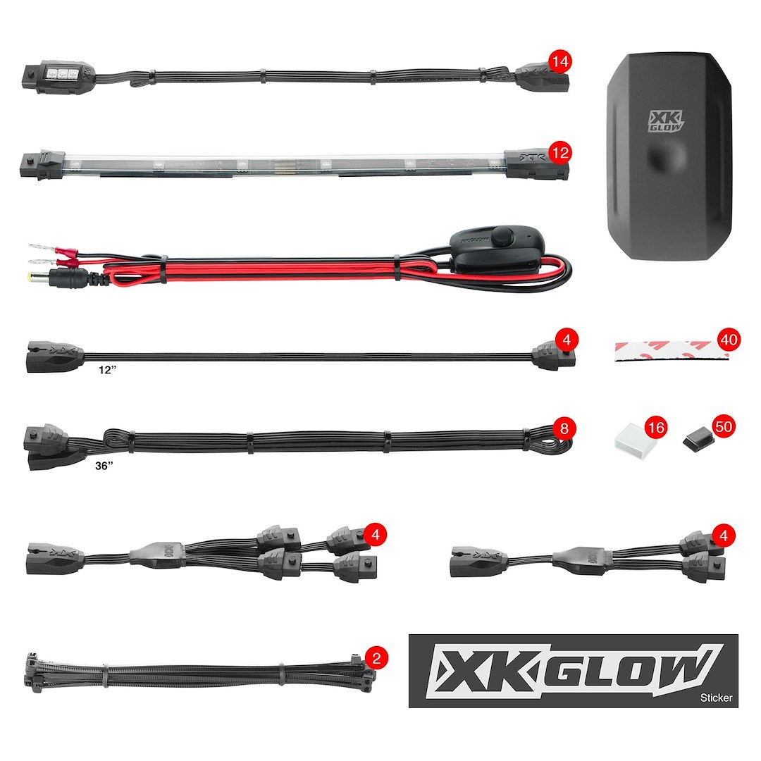Xk Glow Underbody Light Kit, Xkchrome, LED with Solid/ Strobe/ Flash/ Brake Functions, Over 16 Million Colors – KS-MOTO-PRO