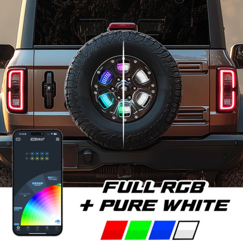 Xk Glow Spare Tire Brake Light, Xkmax, Hub Mount, Smoke Lens, Red/ Green/ Blue/ White Bulbs, LED – MX-5WHEEL