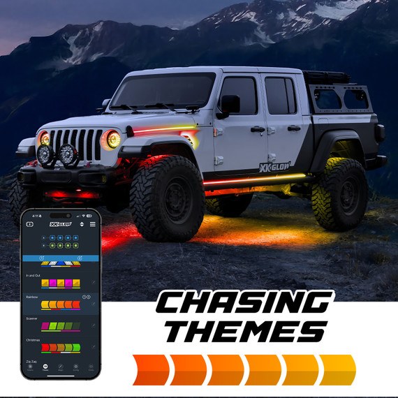 Xk Glow Running Board Light Kit, Xkmax Atomix, LED Strip, Multi-Color Light, 11 to 14 Volt, Two 20.4 Watt 80 Inch Strip – MX-BG-JP-STA2