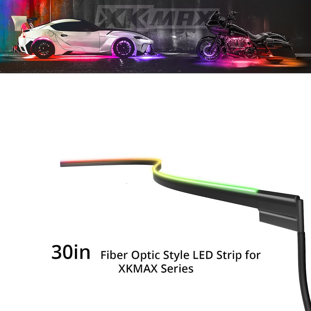 Xk Glow Rope Light, Xkmax, Red/ Green/ Blue LED, Must Use with Xk Glow Fiber Optic Light Kit, Plug-And-Play, 30 Inch Length – MX-FO-30