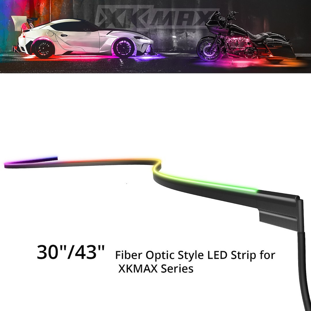 Xk Glow Rope Light, Xkmax, Red/ Green/ Blue LED, Must Use with Xk Glow Fiber Optic Light Kit, Plug-And-Play, 43 Inch Length – MX-FO-43