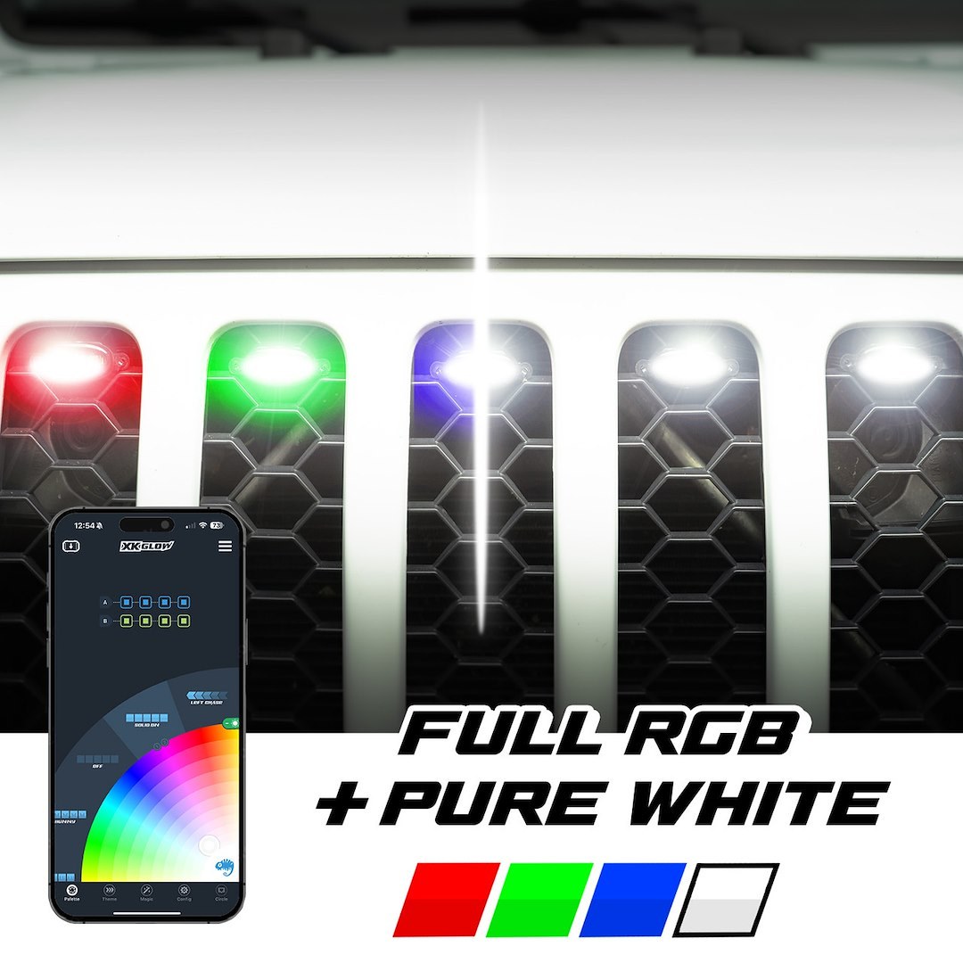 Xk Glow Grille Light – LED, Xkmax, Pre-Runner Style Grill Pod, Red/ Green/ Blue/ White, Set of 4, 11 to 14 Volt, 5 Amp Per Channel – MX-GPOD-4