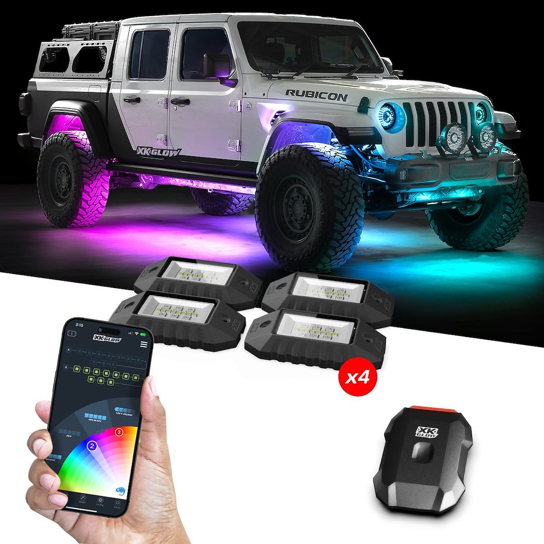 Xk Glow Underbody Light Kit, Xkmax, LED, Multi-Color, With 4 Piece Rock Lights and 2 Channel Controller – MX-ROCK-STA