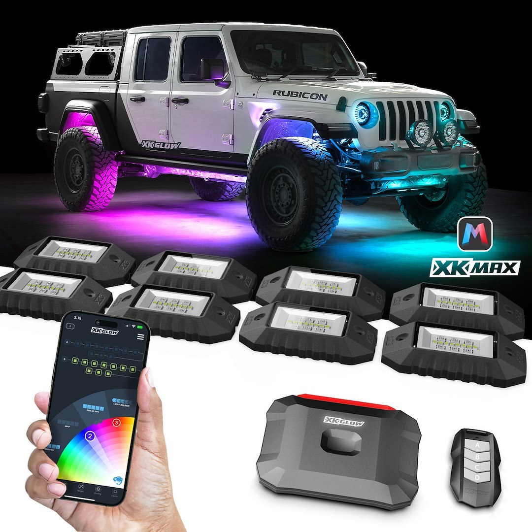 Xk Glow Underbody Light Kit, Xkmax, LED, Multi-Color, With 4 Piece Rock Lights and 2 Channel Controller – MX-ROCK-STA